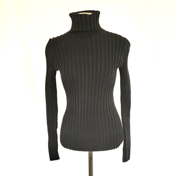 Inc Ribbed Turtleneck Sweater Black 